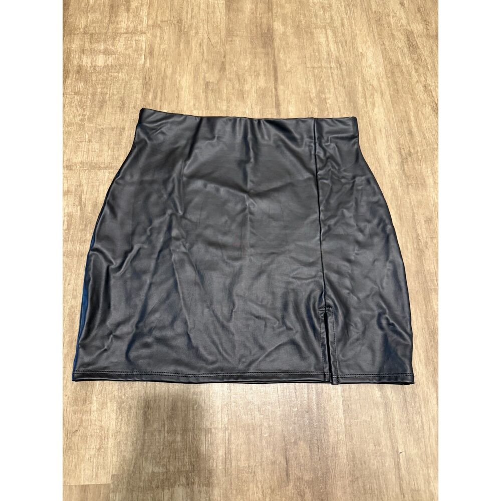 Windsor Faux Leather Mini Skirt Black Size L